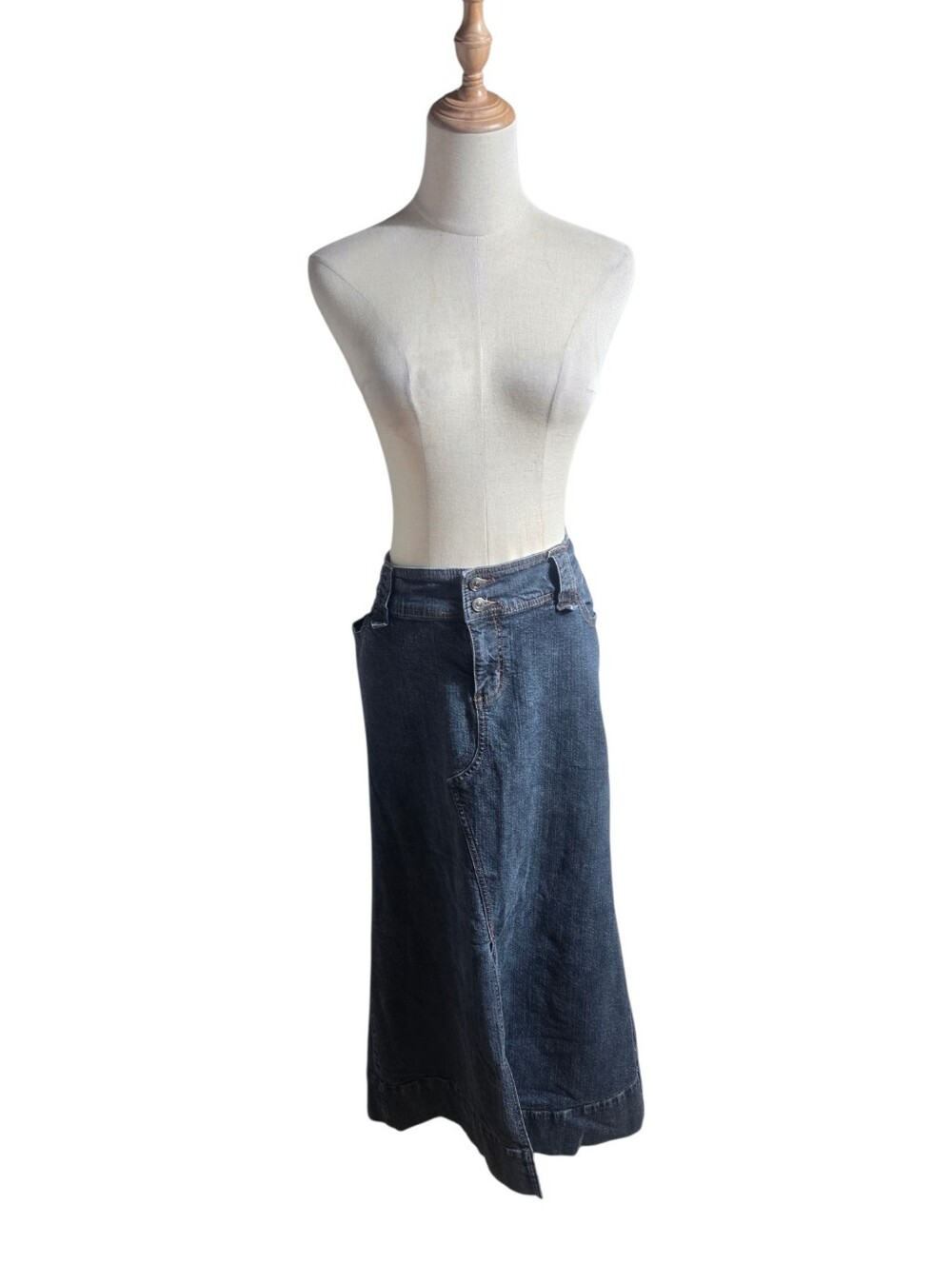 Venezia Vintage Dark Blue Denim Maxi Skirt Plus Size